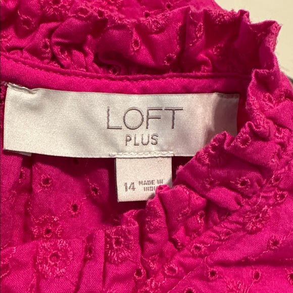 LOFT Raspberry Eyelet Blouse - Picture 3 of 4